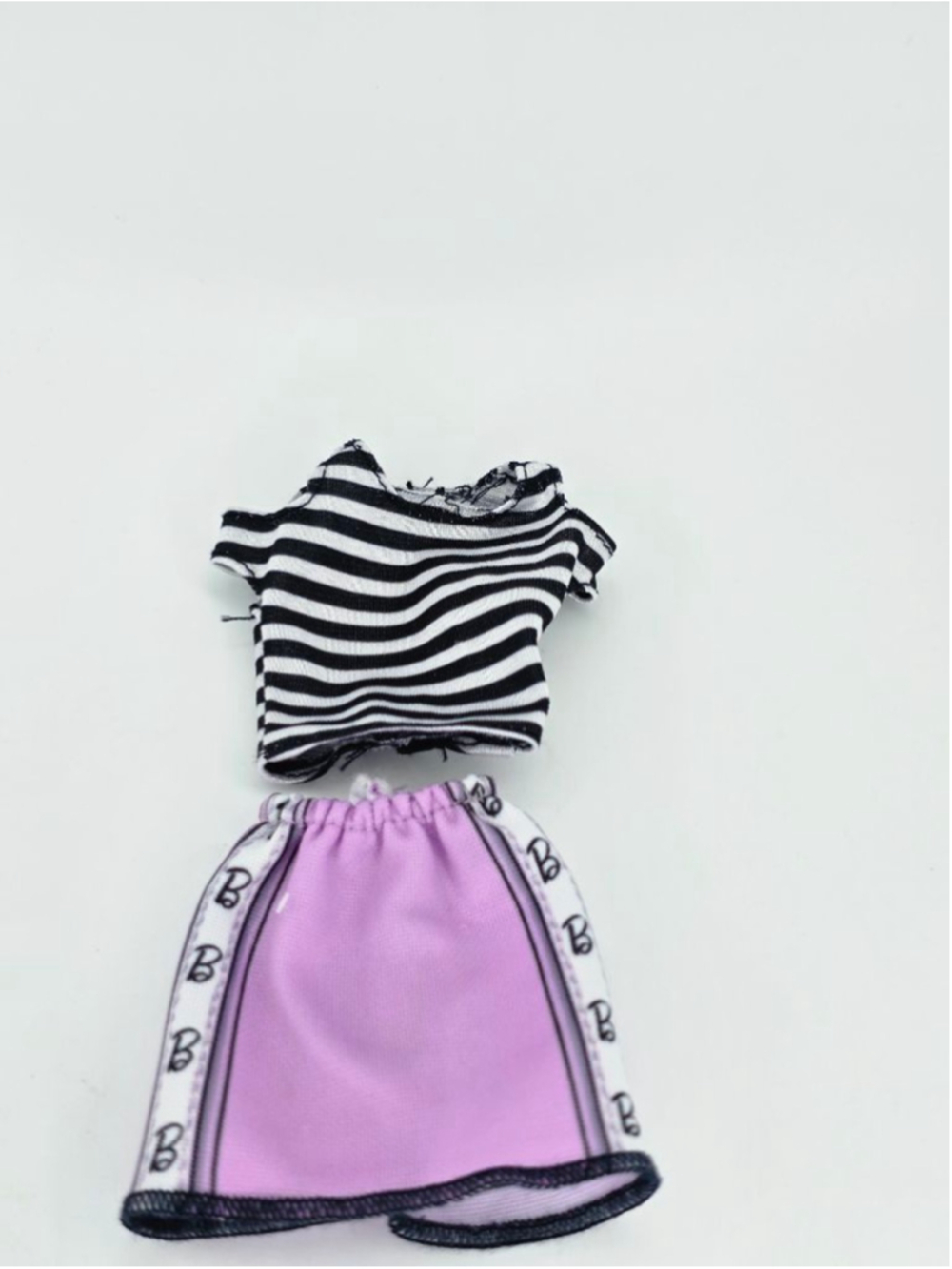 Unbranded Doll Skirt and Top Set Purple Black Striped